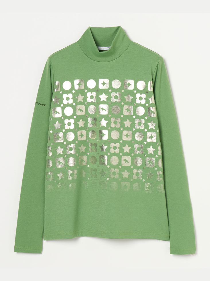 Heal Creek（ヒールクリーク）バルセロナ箔プリント ハイネックシャツ