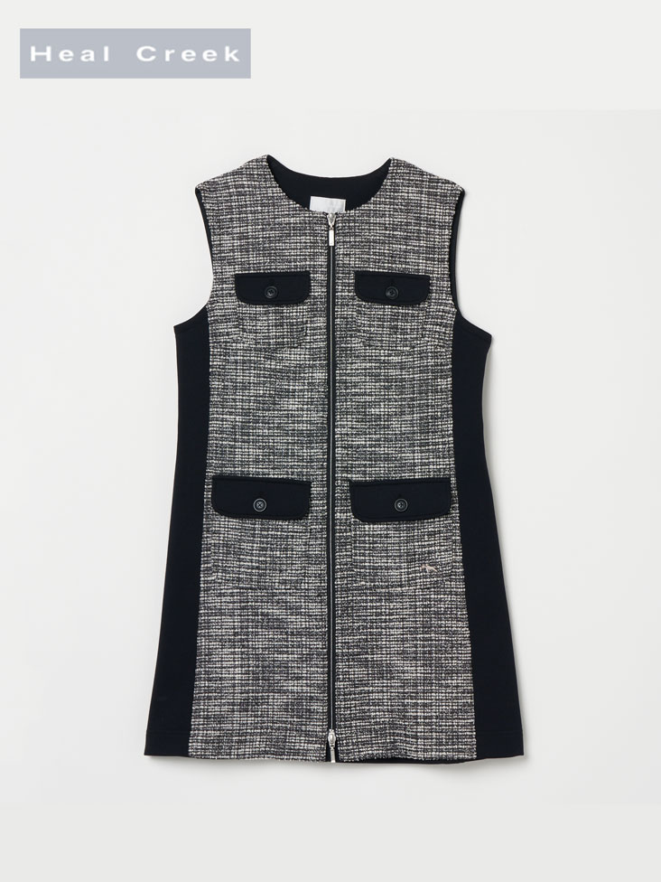 Heal Creek（ヒールクリーク）ジャージー切替フルジップワンピース