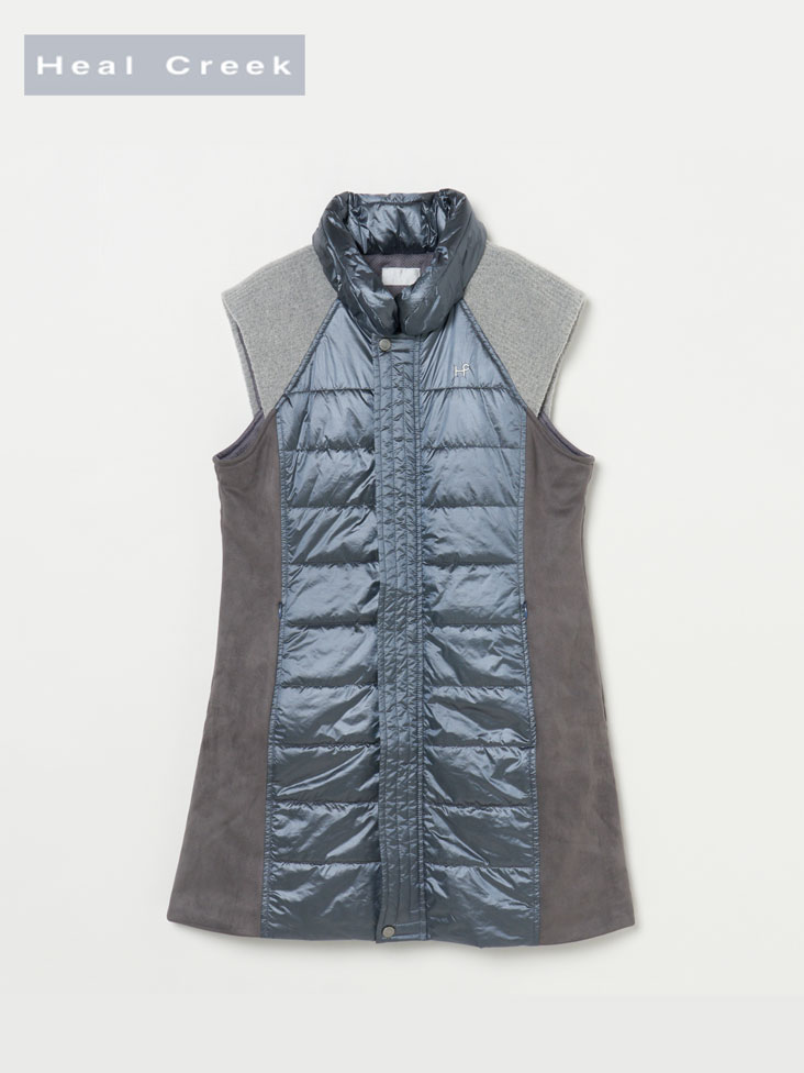 Heal Creek（ヒールクリーク）シャンブレータフタ×リブニット中わたワンピース