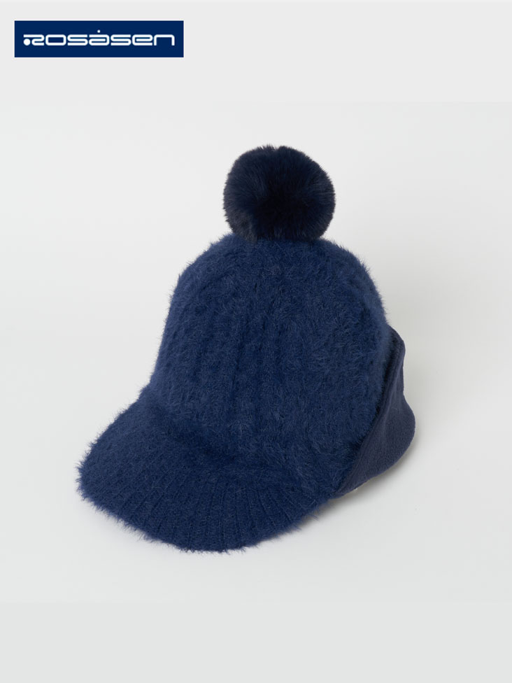 Rosasen（ロサーセン）レディース フェザーヤーン 裏フリース ケーブルニットキャップ