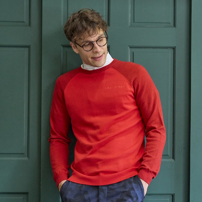 Heal Creek（ヒールクリーク）コットンカシミヤブレンド ラグランクルーネック長袖ニット