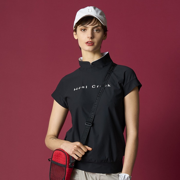 Heal Creek（ヒールクリーク）スリット衿モックネック半袖シャツ