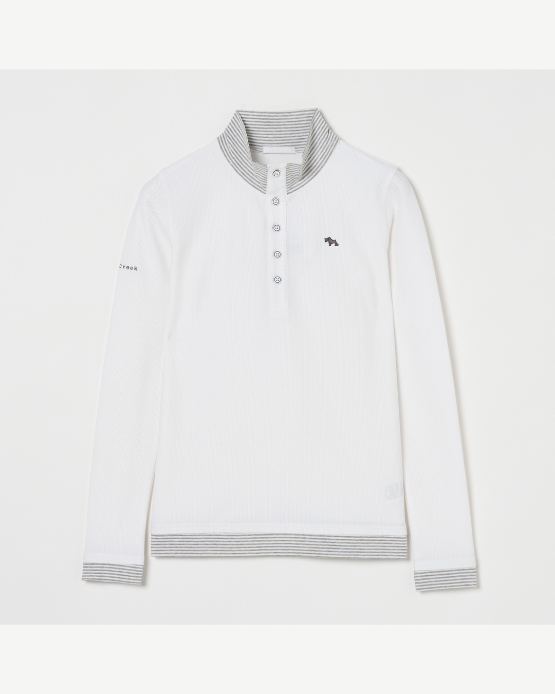 Heal Creek（ヒールクリーク）2WAYトリコットボーダーコンビ長袖ハイネックシャツ