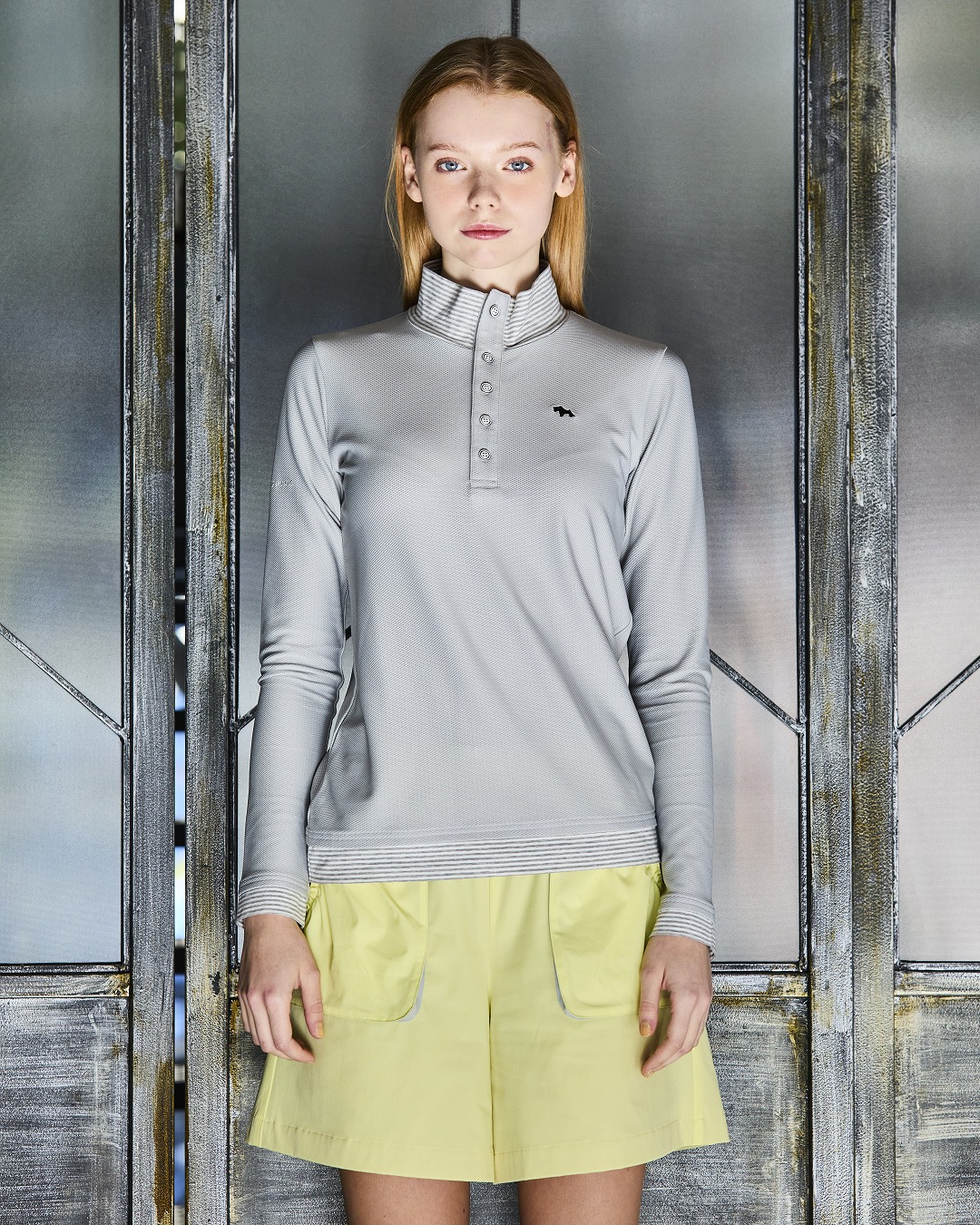 Heal Creek(ヒールクリーク)2WAYトリコットボーダーコンビ長袖ハイネックシャツ