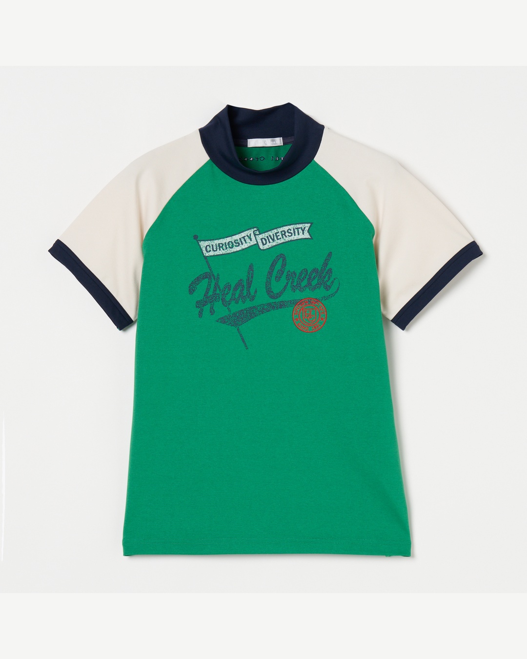 Heal Creek（ヒールクリーク）ヴィンテージプリント半袖モックネックTシャツ