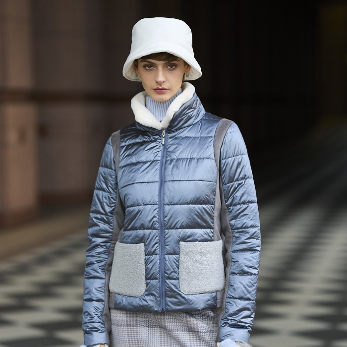 Heal Creek（ヒールクリーク）シャンブレータフタ×リブニットコンビ中わたブルゾン