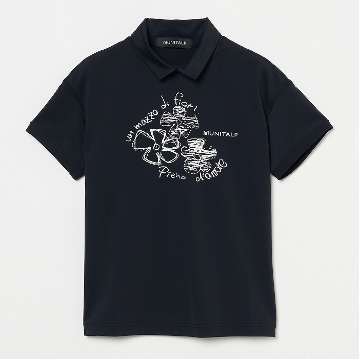 MUNITALP（ムニタルプ）Ecoblueベア天竺 flowerモチーフ半袖シャツ