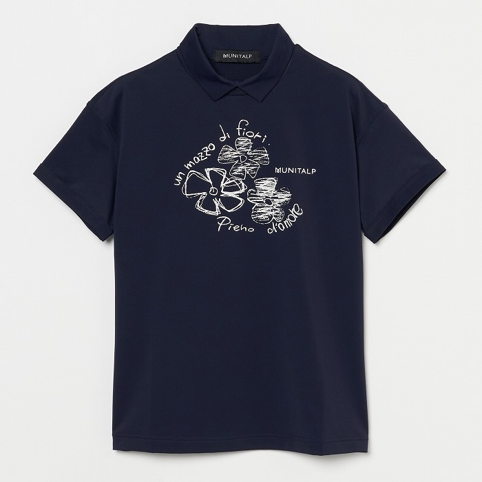 MUNITALP（ムニタルプ）Ecoblueベア天竺 flowerモチーフ半袖シャツ