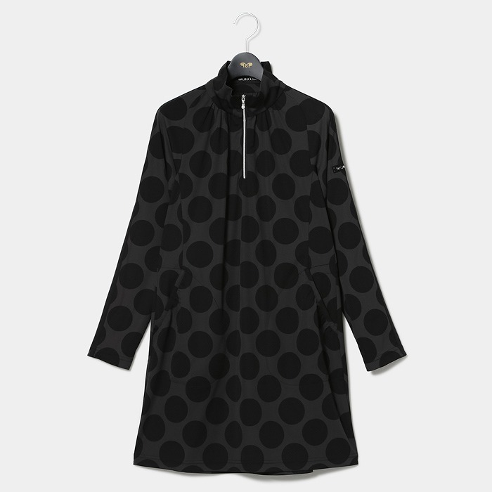 MUNITALP（ムニタルプ）強撚スムースプリント柄ハーフジップワンピース