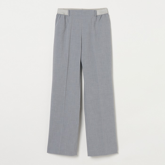 MUNITALP（ムニタルプ）ストライプ柄 ウエストゴムワイドパンツ