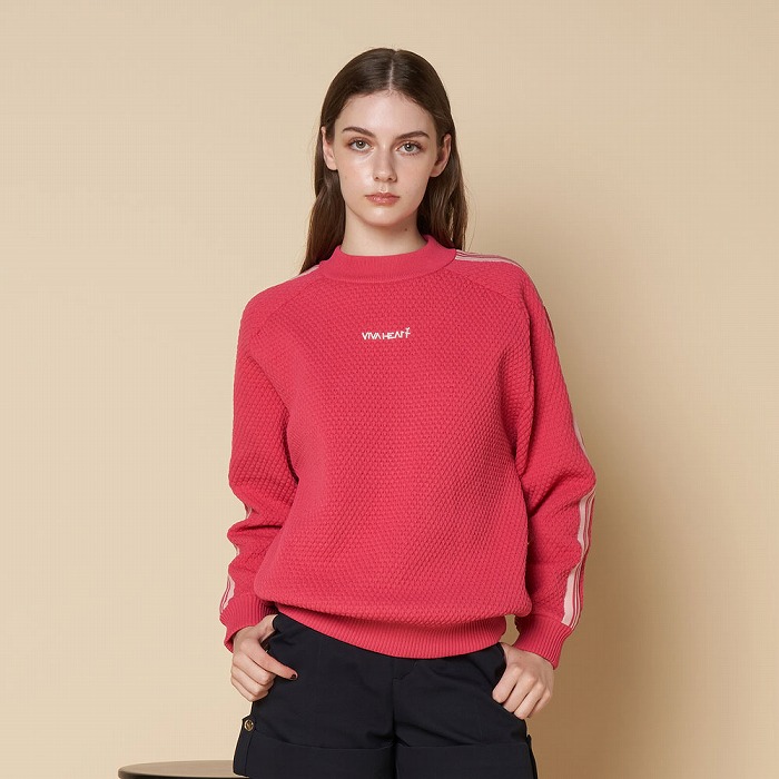 VIVA HEART（ビバハート）裏地付き 配色ライン ニットプルオーバー