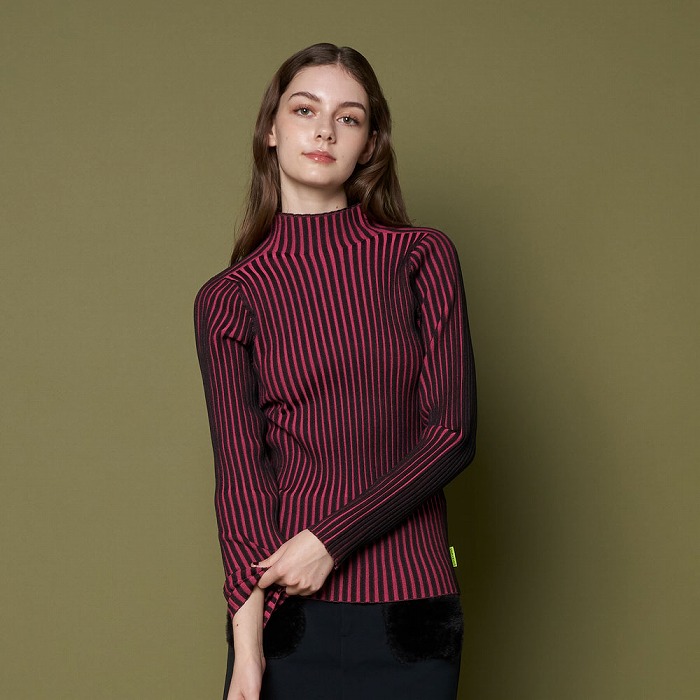 VIVA HEART（ビバハート）バイカラー リブニットプルオーバー