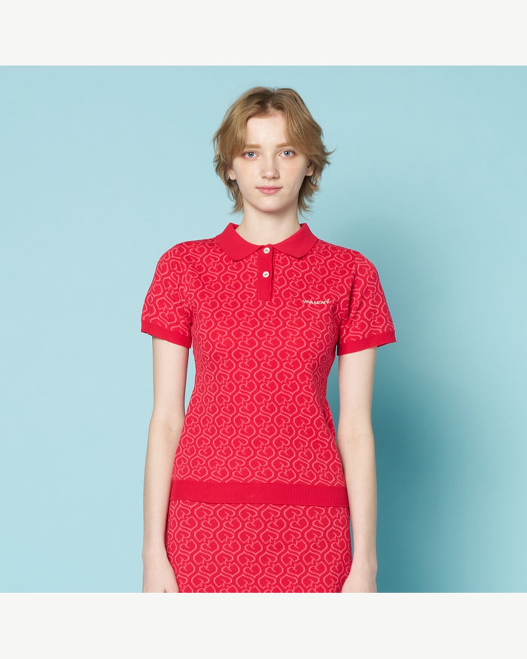 VIVA HEART（ビバハート）ケディハート総柄ニットポロ