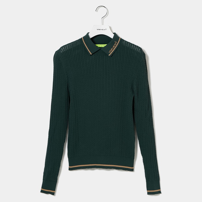 VIVA HEART（ビバハート）長袖リブニットポロ