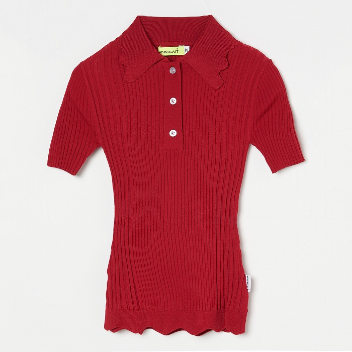 VIVA HEART（ビバハート）レーヨンスカラップニット半袖ポロ