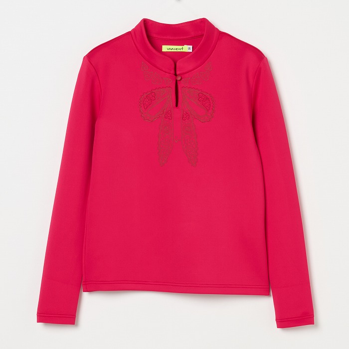 VIVA HEART（ビバハート）トロンプルイユ ボウタイ風モックネックプルオーバー