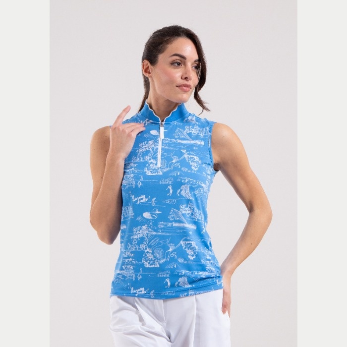 CHERVO（シェルボ）ノースリーブハーフジップポロシャツ