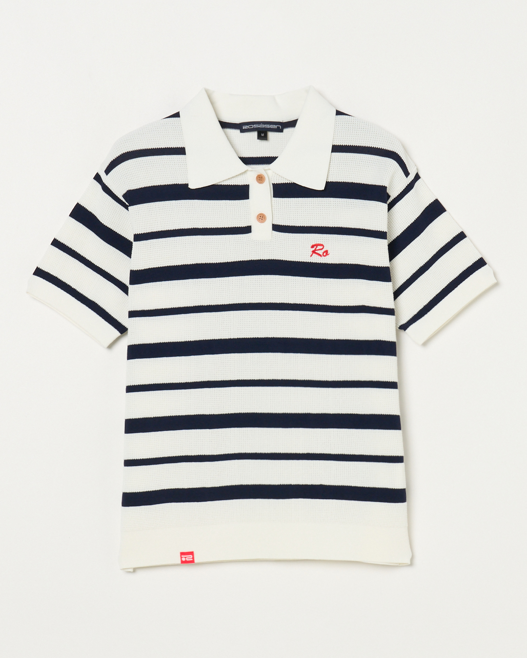 Rosasen（ロサーセン）ボーダー半袖ニットポロセーター