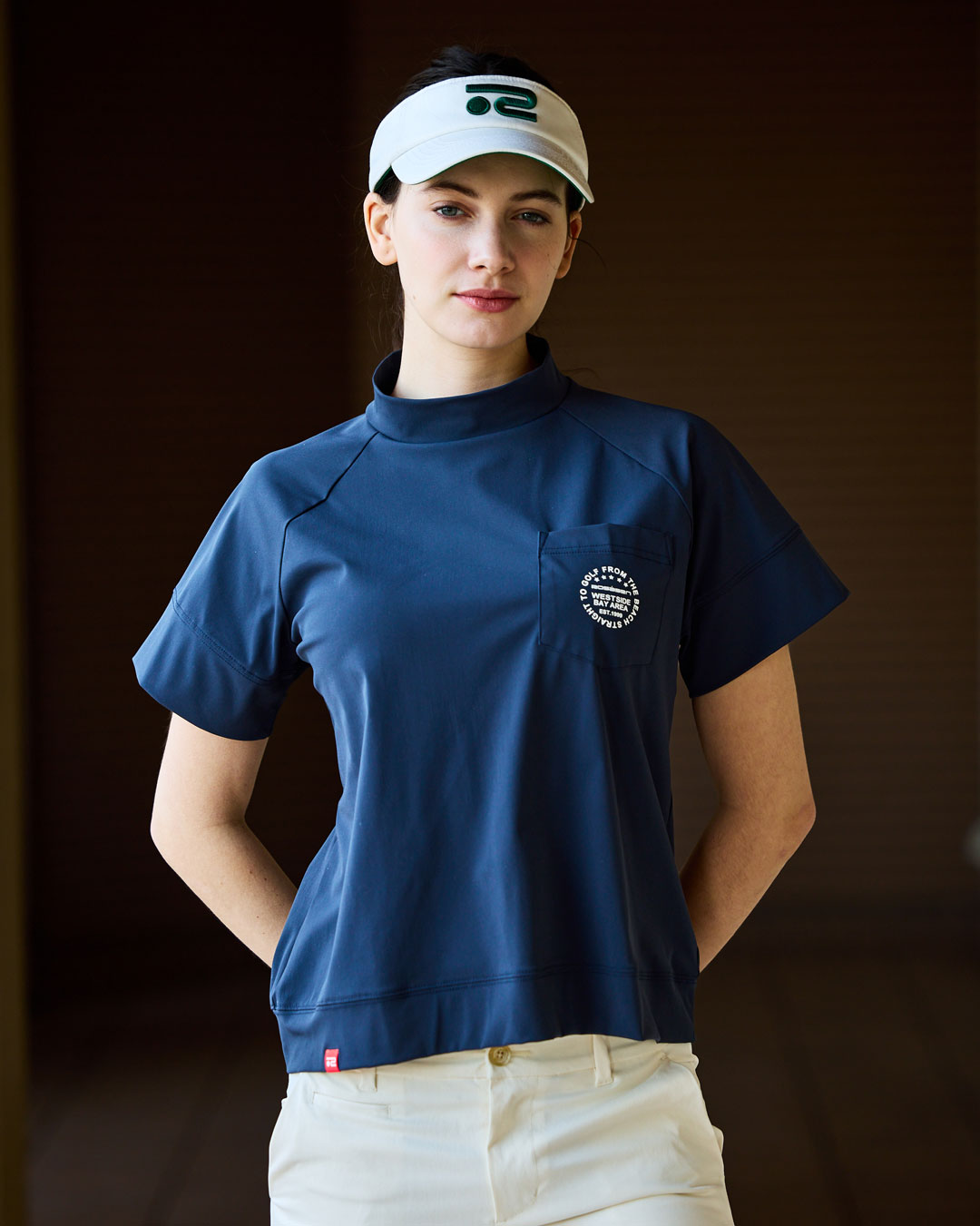 Rosasen（ロサーセン）超撥水バックロゴ半袖モックネックシャツ