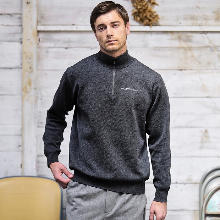 Rosasen（ロサーセン）A-Line ウール混  ハーフジップニットプルオーバー