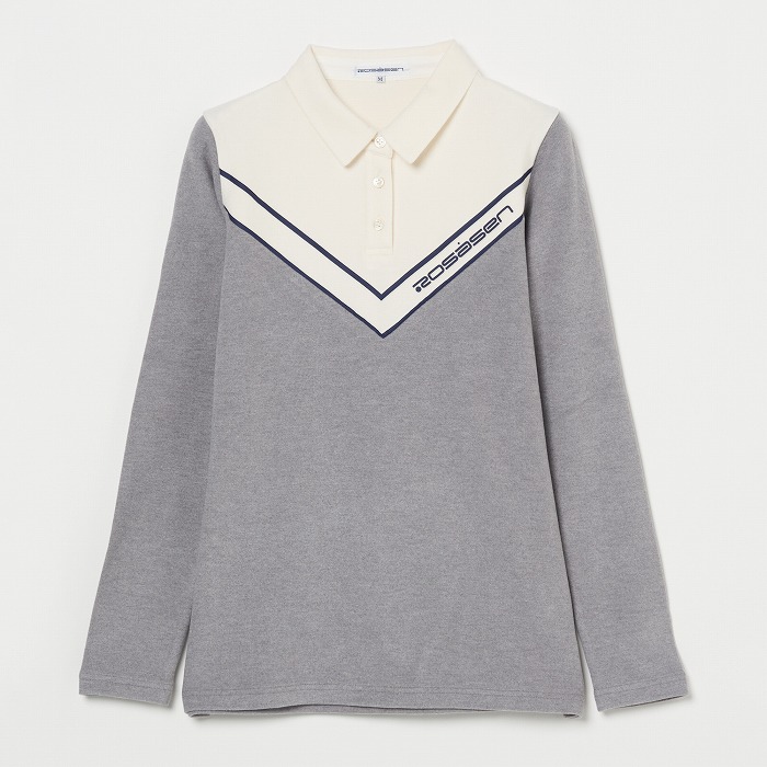 Rosasen（ロサーセン）V字配色長袖ポロシャツ