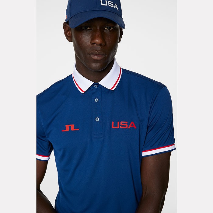 J.LINDEBERG（ジェイリンドバーグ）リブ襟半袖ポロ【USA GOLF COLLECTION】