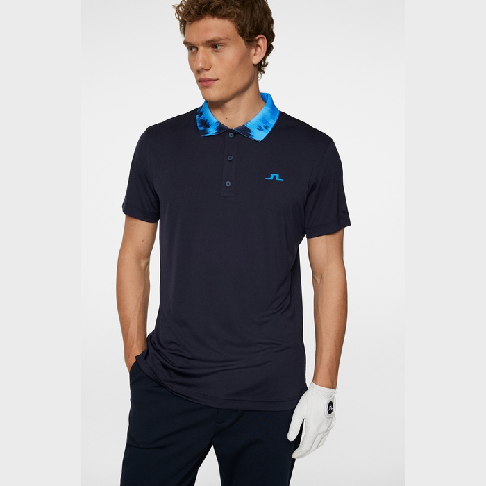 J.LINDEBERG（ジェイリンドバーグ）襟プリント半袖ポロ