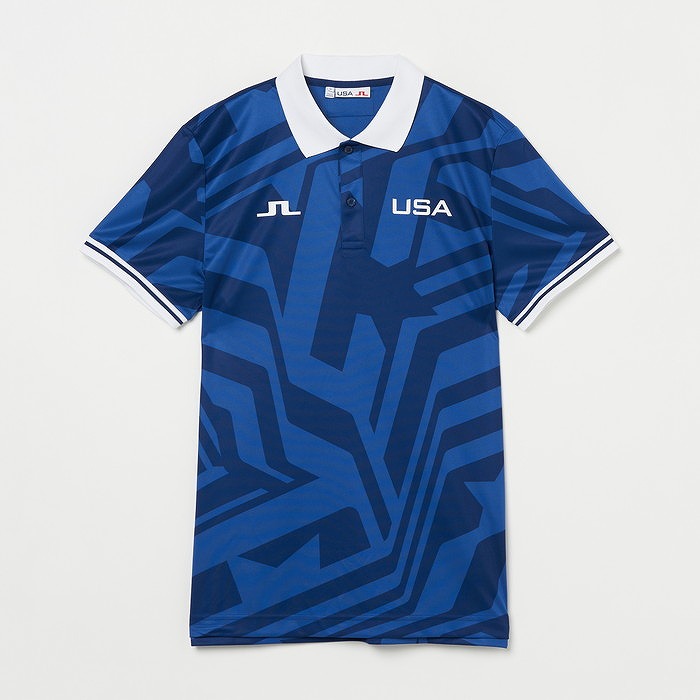J.LINDEBERG（ジェイリンドバーグ）グラフィック柄半袖ポロ【USA GOLF COLLECTION】