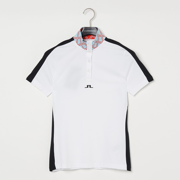 J.LINDEBERG（ジェイリンドバーグ）ダイヤモンド柄リブ襟半袖ハイネックシャツ