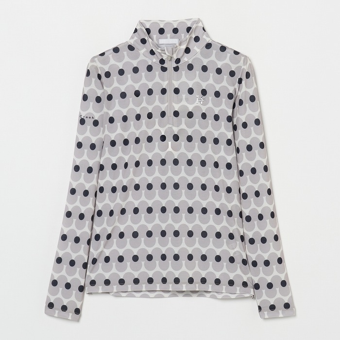 Heal Creek（ヒールクリーク）フラワードットボーダー長袖ジップアップシャツ